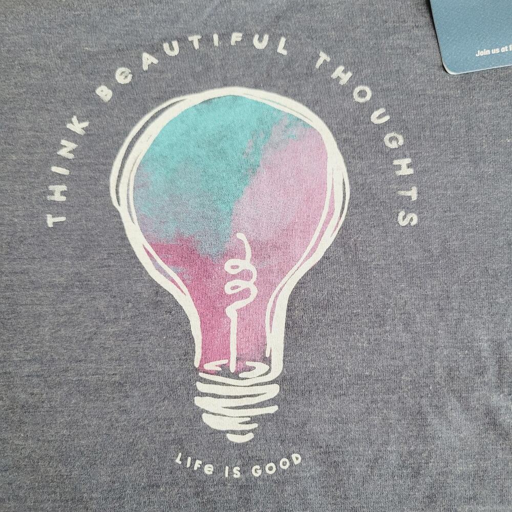 Life Is Good Shirt Womens XL Blue Think Beautiful Thoughts Long Sleeve Tee NEW